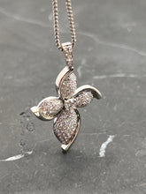 Load image into Gallery viewer, Curved White Gold and Diamond Cross